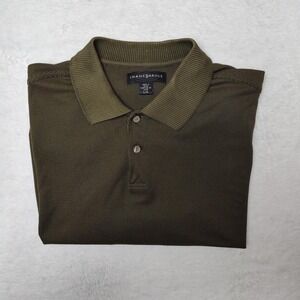 Jhane Barnes Polo Shirt Mens Large Green Silk Nylon Geometric Knit Casual